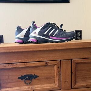 Adidas Charcoal and Magenta Athletic Sneakers